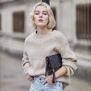 Chic Faux Black Ponyhair Leather Clutch